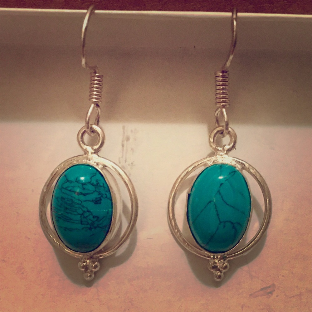 NIB Sterling Silver Malachite Earrings - handcraft